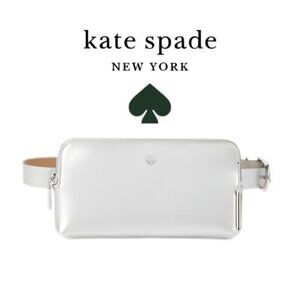 Kate Spade New York Metallic Leather Belt Bag Waist Pack Silver